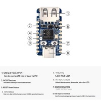 Mini Placa de Desarrollo RP2350-USB-A con Puerto USB Tipo-A, Procesador de Arquitectura Heterogénea de Doble Núcleo RP2350