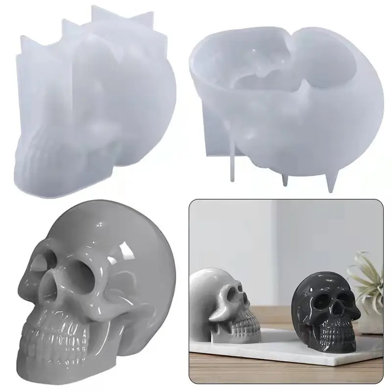 New 3D Halloween Skull Silicone Mold DIY Fondant Cake Chocolate Candle Plaster Skeleton Baking Silicone Mold
