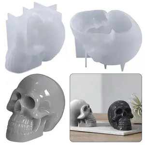 Molde de silicona 3D para Halloween, molde de silicona para hornear, para Fondant, pastel, Chocolate, vela, yeso, esqueleto, novedad