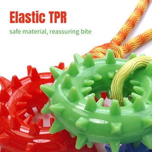 Popüler TPR Molar köpek çiğnemek oyuncak çevre dostu sevimli interaktif römorkör-of-War Bite dayanıklı diş temizleme halkası Pet için altın - Product Image 4