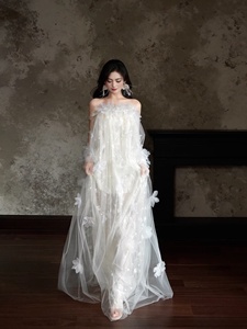 S2340Y Vestito <span class=keywords><strong>da</strong></span> Sogno Super Elegante Stile Mori per <span class=keywords><strong>Donna</strong></span>, Abito Floreale Senza Spalline di Alta Qualità, Gonna Tutu Dolce per Vacanze - Product Image 1