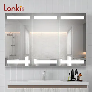 Lonki prezzo all'ingrosso Touch Switch in acciaio inox bianco vanità bagno LED specchio Cabinet