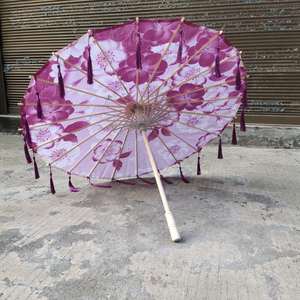 Paraguas de papel a prueba de lluvia <span class=keywords><strong>y</strong></span> viento, sombrilla china de baile con mango <span class=keywords><strong>y</strong></span> borlas, flor de ciruela - Product Image 4