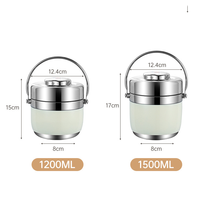 Récipient à riz double vide Pot en acier inoxydable 304 Ménage multicouche étanche Seau portable scellé Boîte isolée