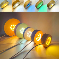 Support de Lampe LED en Bois Sculpté à la Main avec Base en Cristal, Présentoir en Résine, Veilleuse Ronde 3D Tendance Mode pour Décoration Intérieure – Vente en Gros
