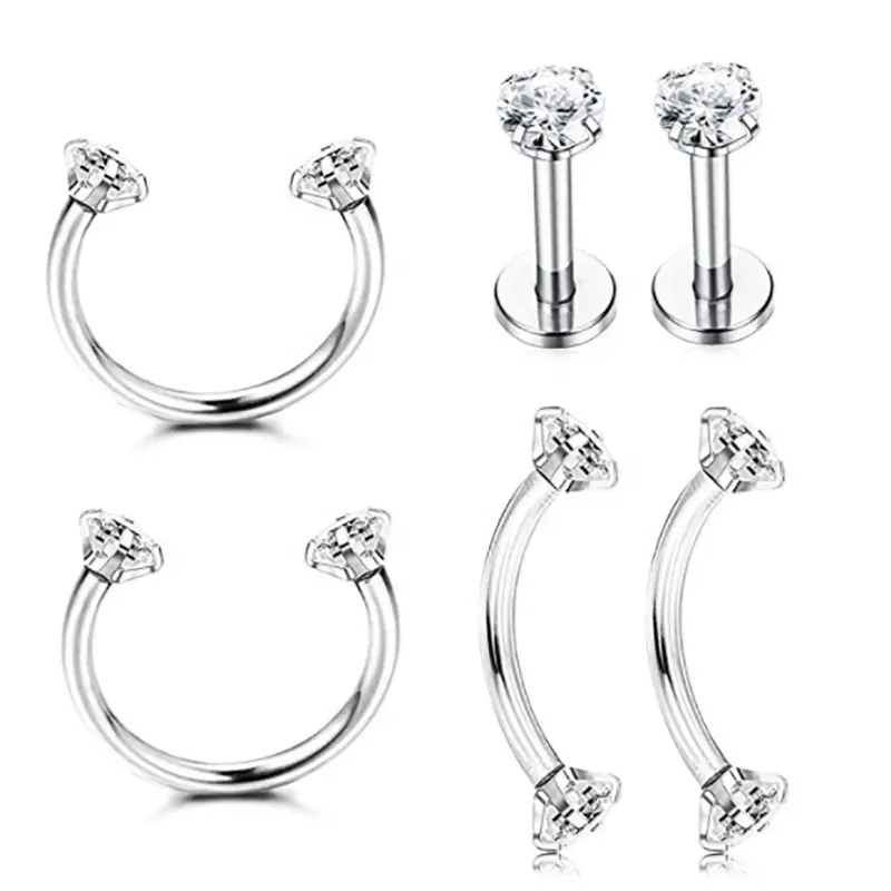 Piercing en acier chirurgical, bijoux boucles d'oreilles, filetage interne, en acier chirurgical, Barbell incurvé, Labret, 1 pièce 16G, 9/16 316L