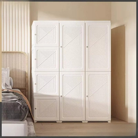 Armoire modulaire en plastique pour vêtements, armoire de rangement empilable à panneaux embossés diagonaux, multi-compartiments pour vêtements