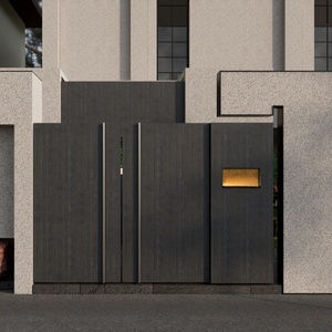 Nouveau modèle de portail battant simple ou double en aluminium noir thermolaqué, élégant, pour allée, <span class=keywords><strong>avec</strong></span> treillis de clôture en aluminium - Product Image 2