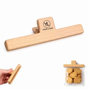 Clip de scellage en bois personnalisé avec logo, réutilisable, pour sacs de collations et aliments, idéal pour les cadeaux de cuisine - Product Image 1