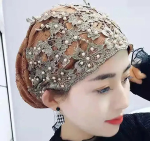 Factory <b>Direct</b> Sale New Design Islamic Scarf Embroidery <b>Beads</b> Fashion Muslim Lace Beach Summer Headscarf - Product Image 5