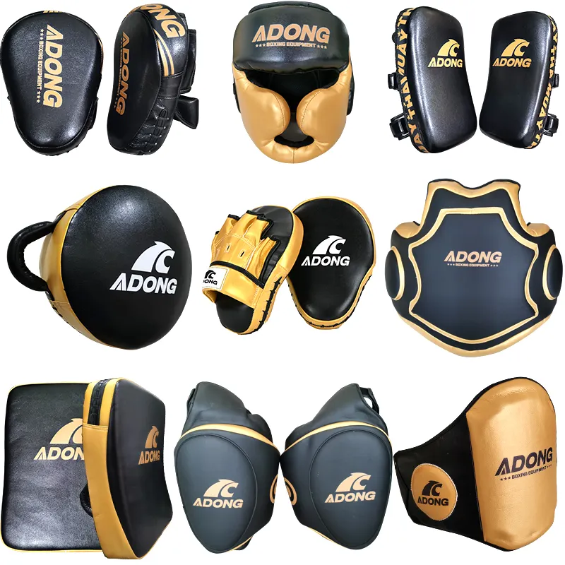 Conjunto de logotipo personalizado, conjunto de logotipo personalizado de boxe thai, luvas de boxe, escudo e shin de proteção para boxe, mma, muay thai, equipamentos de treinamento