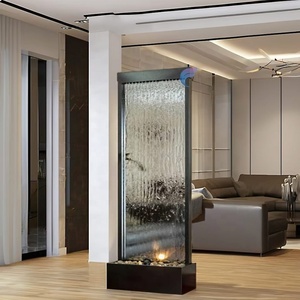 Cascada de vidrio templado diseño moderno fuente de agua pared para decoración de salón de restaurante - Product Image 1