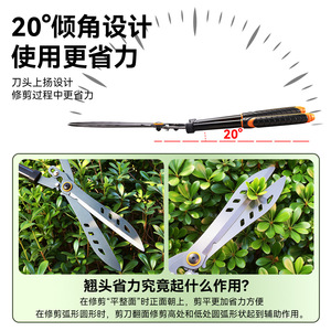 Tijeras para setos Niu Xiang de 45-60 cm con hoja de acero al carbono, capacidad de corte de 25 mm, mango de goma, herramienta manual de jardín - Product Image 2