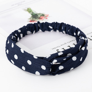 New Chiffon Cross <b>Elastic</b> <b>Headband</b> Solid Polka Dot For Women Skincare Washing Face Fitness Sweatband - Product Image 3