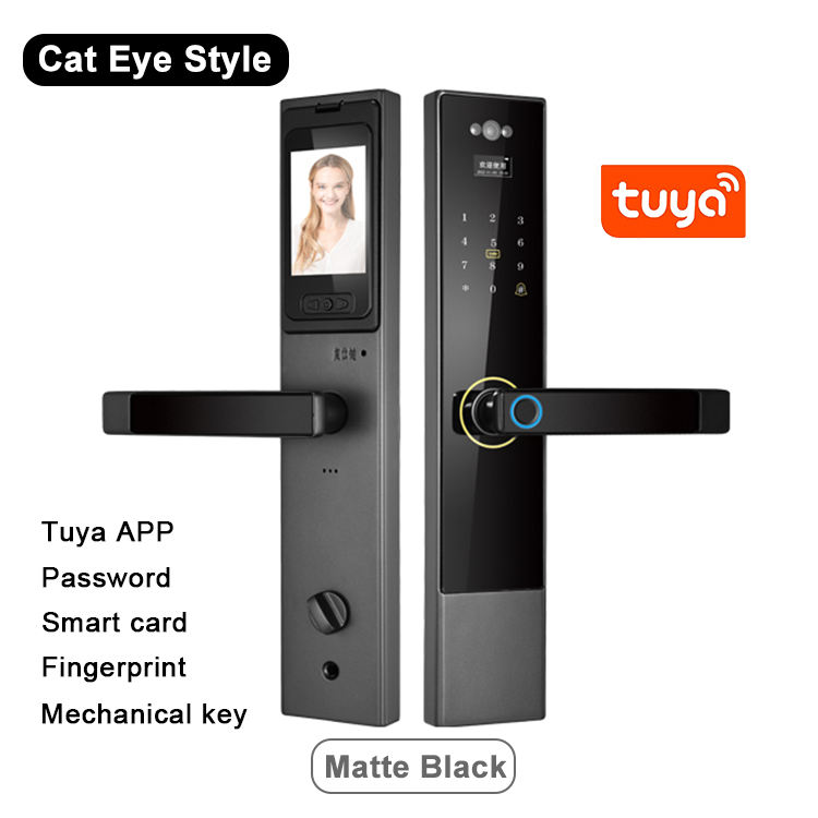 WiFi Tuya-Version interphone vidéo caméra oeil de chat-Noir
