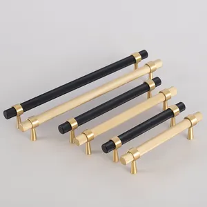 Solid Brass Cabinet Pulls Gold Black Knurled Textured Cabinet Handles Brass Pulls for Dresser Door Drawer Hardware