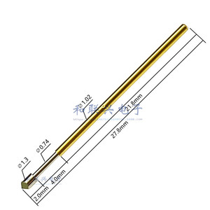 Probe PM75 T2 Triangular Tip Nickel Plated 1.0mm Spring Test Pin <b>28mm</b> Length - Product Image 1