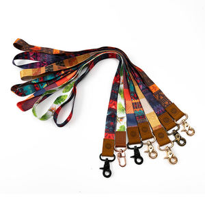 Bohemian Vacation Style Printed <b>Lanyard</b> Leather Patch Sublimation Printed <b>Polyester</b> <b>Lanyard</b> with Multi-color Metal Clasp - Product Image 2