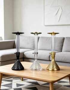 Cachimba de Vidrio Transparente Moderna con Base Metálica y Accesorios para Salón, Bar y Uso Doméstico - Product Image 3