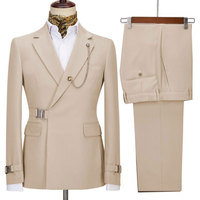 Mode noir hommes smoking costumes 2 pièces coupe régulière revers cranté Double boutonnage veste + pantalon pour la fête de bal