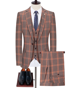 <span class=keywords><strong>Costume</strong></span> d'affaires en laine italienne à carreaux <span class=keywords><strong>de</strong></span> haute qualité pour hommes - Product Image 1