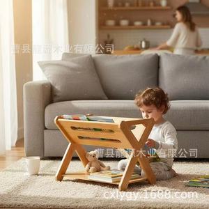 Wooden bookshelf for home use, children's book and picture book storage rack, <b>solid</b> <b>wood</b> <b>bookcase</b>, storage shelf, children's - Product Image 2
