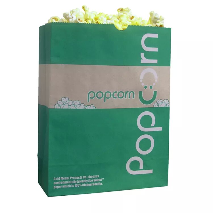 Large Stock Eco-Friendly Kraft Paper Bag for Popcorn