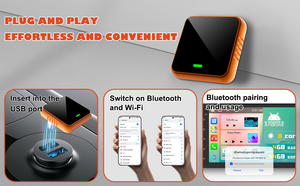 ดองเกิล CarPlay ไร้สาย 2in1 อะแดปเตอร์ Android Auto ไร้สาย กล่องอัจฉริยะ AI ระบบอัจฉริยะในรถยนต์สำหรับรถยนต์ที่มี CarPlay แบบใช้สาย - Product Image 4