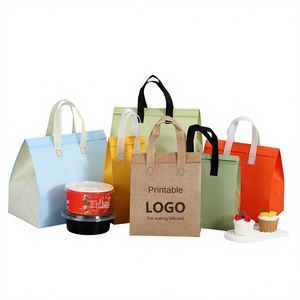 Disposable Foldable Handled Insulation Bag Zipper Closure Custom Thickened Tea Food Beverage Outtake Non-woven Cooler Bags - Product Image 1