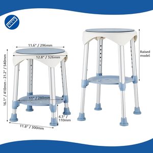 Aluminum Alloy Swivel Shower Chair Light Blue <b>Adjustable</b> <b>Height</b> Bathroom Seat For Elderly Non Slip Bath <b>Stool</b> - Product Image 2