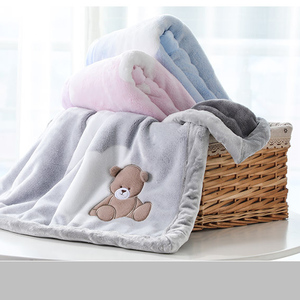 For Four Seasons <strong>Teddy</strong> Embroidered Baby Blanket <strong>Double</strong> Layers Flannel <strong>Fleece</strong> Infant Small Blanket - Product Image 6