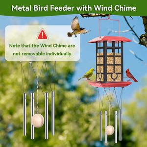 금속 조류 피더 기념 바람 차임 방수 야외 교수형 정원 장식품 홈 장식 파티오 새 친화적 인 새 피더 - Product Image 2