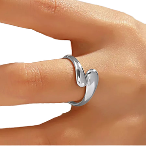 Bague en acier inoxydable avec perle géométrique et pierre précieuse, plaquée argent 925, tendance moderne, unisexe, pour usage quotidien, mariage, fiançailles - Product Image 4
