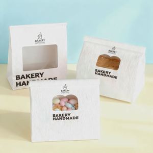 Sac à pain personnalisé réutilisable en papier blanc avec fenêtre transparente de qualité alimentaire, logo personnalisé, pour pain de mie, sac de boulangerie écologique - Product Image 1