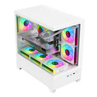 AntarcChill High Quality Micro-ATX 0.6mm SPCC Gaming Computer Case BTF White Transparent Tempered Glass Mid Tower