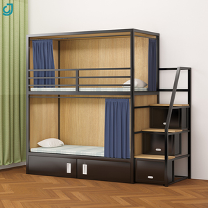 Lit superposé moderne en acier Jingchen pour adultes, appartement étudiant, loft métallique avec armoire - Product Image 2
