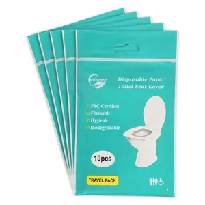 Housses de siège de toilette en papier jetable en bois vierge de qualité supérieure pour adultes et enfants, 100% biodégradables