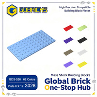 Gobricks - Placas de Construcción al por Mayor en Stock, Piezas de Ladrillos GDS-526 Compatibles con Bloques de Construcción LDD 3028, Placas Base de 6 x 12