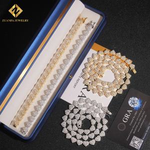 Collar de Plata 925 con Cadena Cubana en Forma de Corazón, Joyería con Incrustaciones de Moissanita, Estilo D VVS, para Hombre - Product Image 4