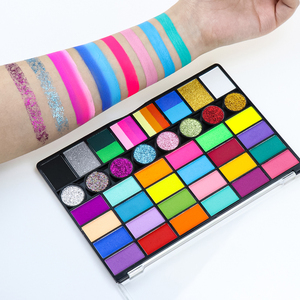 Kit de peinture corporelle et faciale professionnel GP pour enfants, peinture à base d'eau non toxique, palette de peinture faciale, pinceaux, pochoirs, paillettes, peinture phosphorescente pour fêtes - Product Image 1