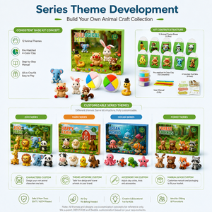 Kit de Arcilla Seca al Aire con Temática de <span class=keywords><strong>Parque</strong></span> Zoológico, 12 Temas de Animales, Manualidades para Niños, Regalo DIY, Serie Temática OEM, Venta al Por Mayor Personalizada - Product Image 5