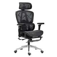 Chaise de bureau ergonomique à dossier haut T606, dossier ergonomique en forme de S, cadre en alliage d'aluminium, soutien lombaire réglable, accoudoirs 4D, 135