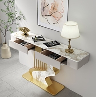 Table console en marbre de luxe léger avec tiroir, design moderne pour salon, meubles de maison