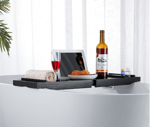 <span class=keywords><strong>Baignoire</strong></span> en bambou noir étagère étagère Caddy <span class=keywords><strong>pont</strong></span> extensible ménage luxe <span class=keywords><strong>baignoire</strong></span> plateau <span class=keywords><strong>baignoire</strong></span> plateau avec support - Product Image 2