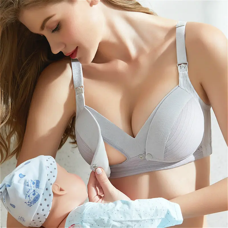 Maternity Nursing Bra Pregnant Women Mother Mama Open Breast Bra Cotton Wire Free Breast Feeding Bra