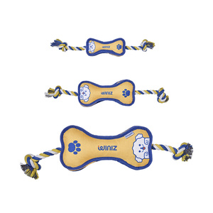 Dog Chew <b>Toy</b> Bone Shape Rope Squeaky Durable <b>Interactive</b> Exercise For Dogs <b>Cats</b> Play Tug <b>Toy</b> - Product Image 4