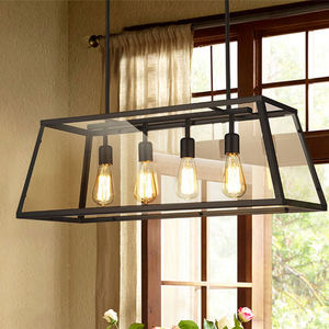 Lustre de style rétro Simple personnalité créative restaurant bar cadre en métal suspension industrielle - Product Image 2