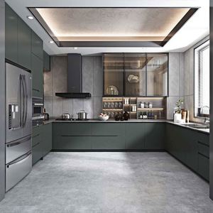 OPPEIN Meuble <span class=keywords><strong>de</strong></span> <span class=keywords><strong>cuisine</strong></span> compact <span class=keywords><strong>avec</strong></span> éclairage intégré, porte-rouleau, panneau acrylique, évier, robinet, charnière et armoire colorée pour <span class=keywords><strong>cuisine</strong></span> - Product Image 4