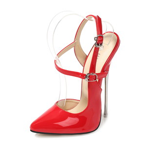 Scarpe da Donna Taglie Forti 45 46, Tacchi 16CM, Sandali di Lusso <span class=keywords><strong>con</strong></span> Cinturini, Tacchi <span class=keywords><strong>in</strong></span> Vernice, Sexy Stiletto per Pole Dance - Product Image 5