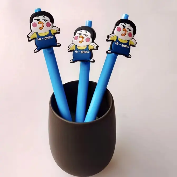 Custom Zachte Pvc Siliconen Rubber 3d Topper Cartoon Leuke Animal Ball Pen Potlood Voor Kids Kinderen Student